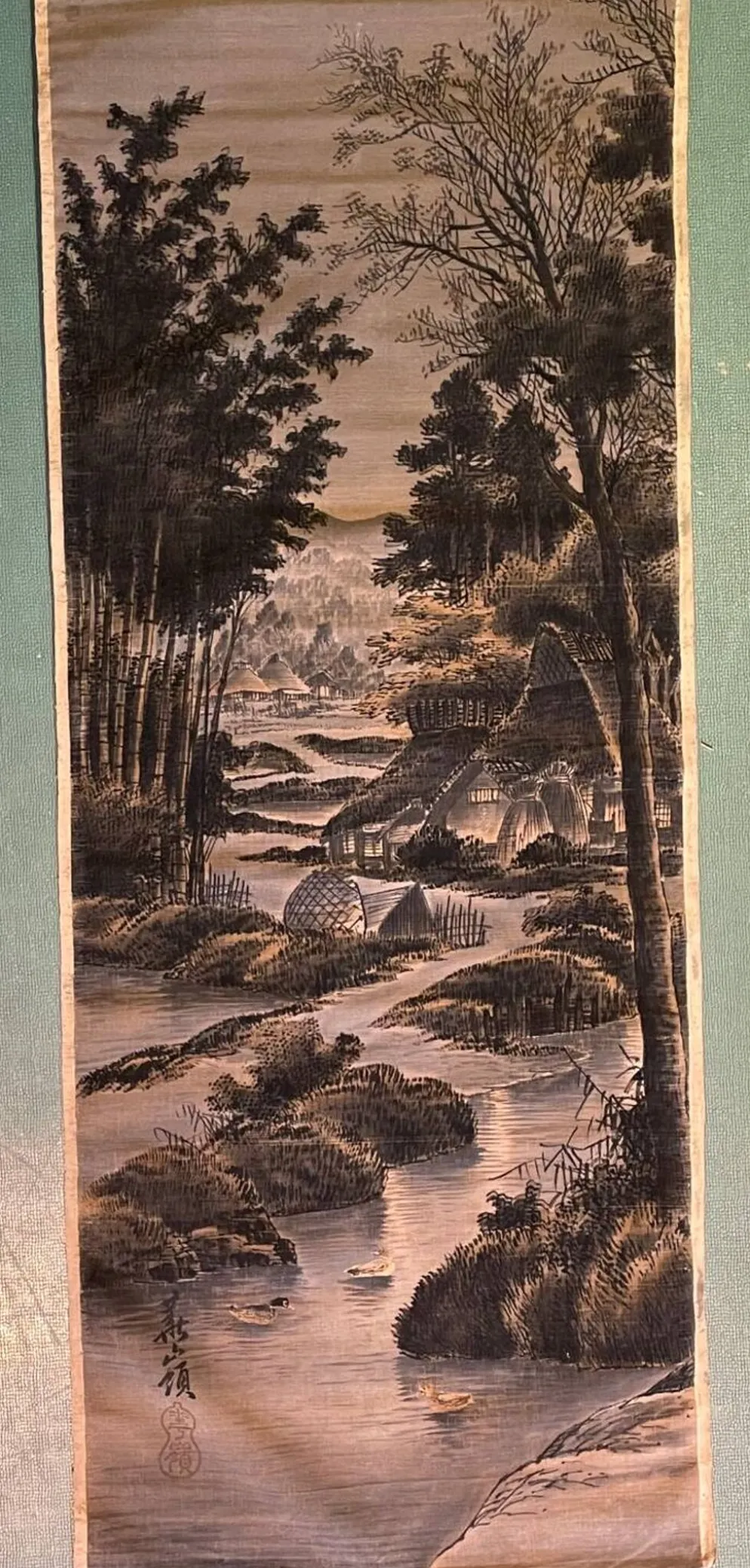 Ancienne tapisserie tenture velours Asie Japon XIXe XXe