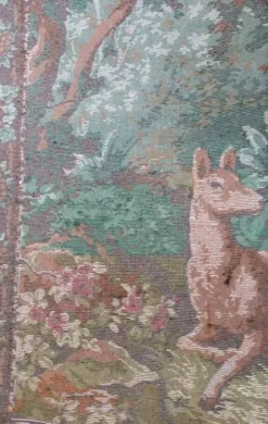 Ancienne Tenture Murale Tapisserie Thème Chasse 118 X 170 Cm