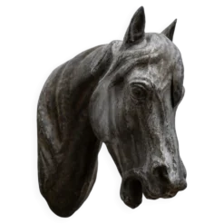 Ancienne tête de cheval en zinc rare, 1900