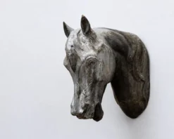 Ancienne tête de cheval en zinc rare, 1900