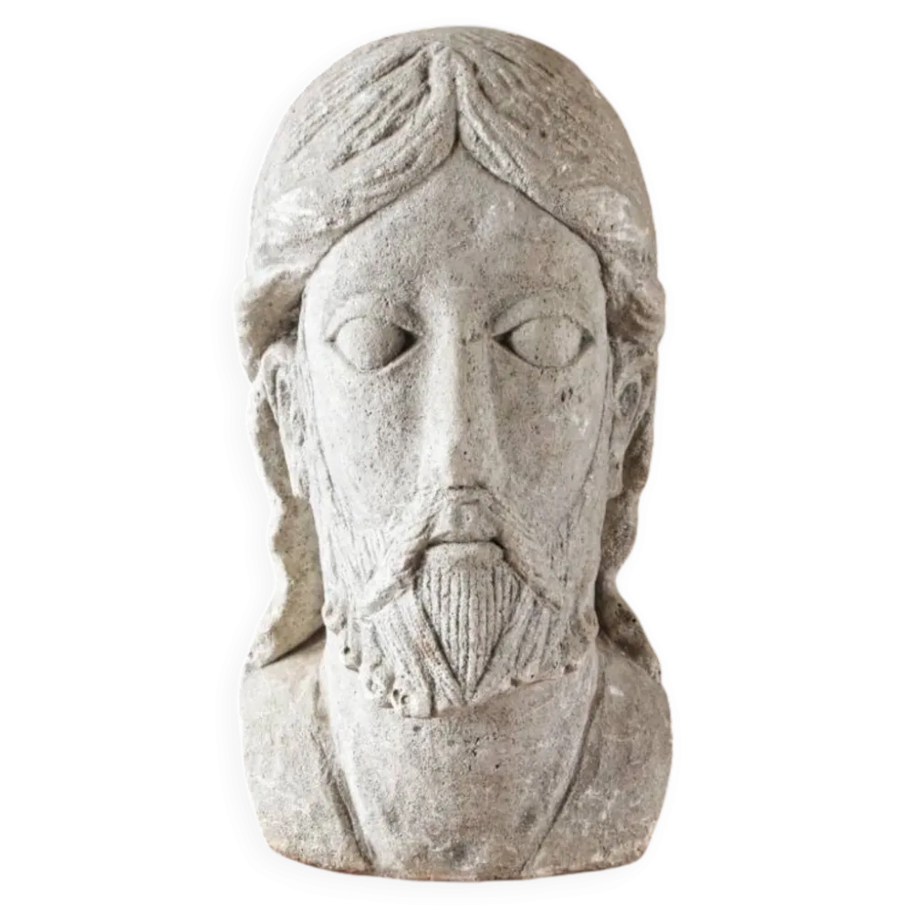 Ancienne tête de Christ de Vézelay en pierre reconstituée