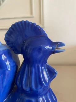 Ancienne verseuse coq bleu cobalt