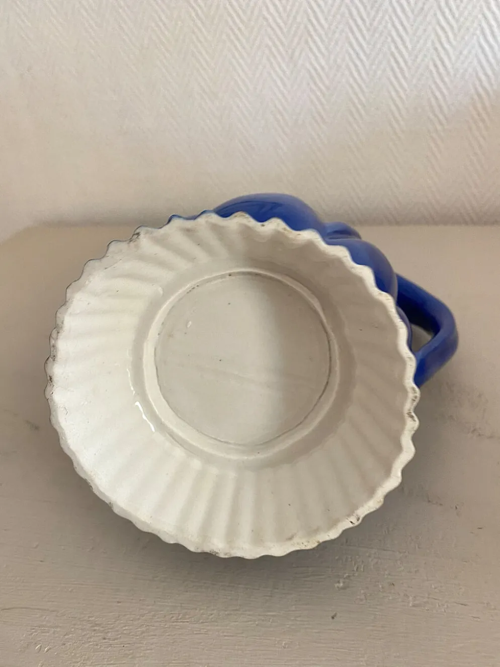 Ancienne verseuse coq bleu cobalt