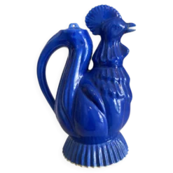 Ancienne verseuse coq bleu cobalt