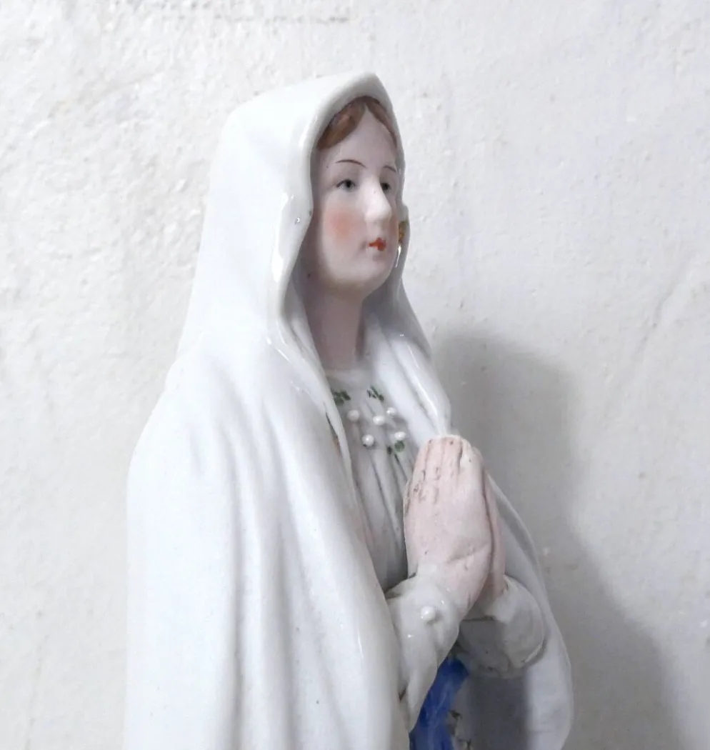 Ancienne vierge Marie statue en biscuit XIXème