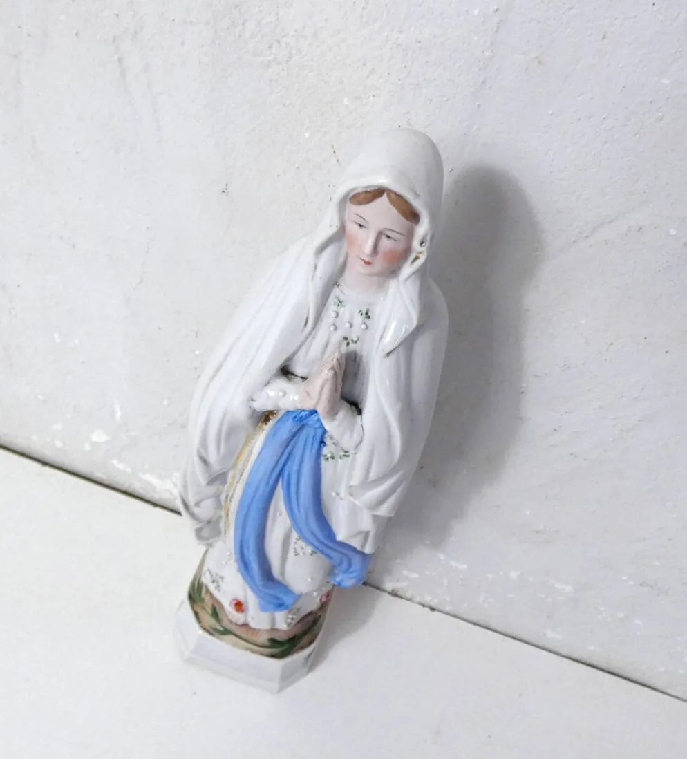 Ancienne vierge Marie statue en biscuit XIXème