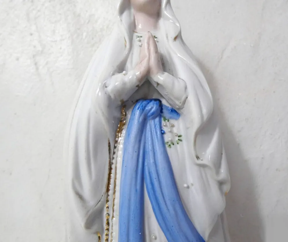 Ancienne vierge Marie statue en biscuit XIXème