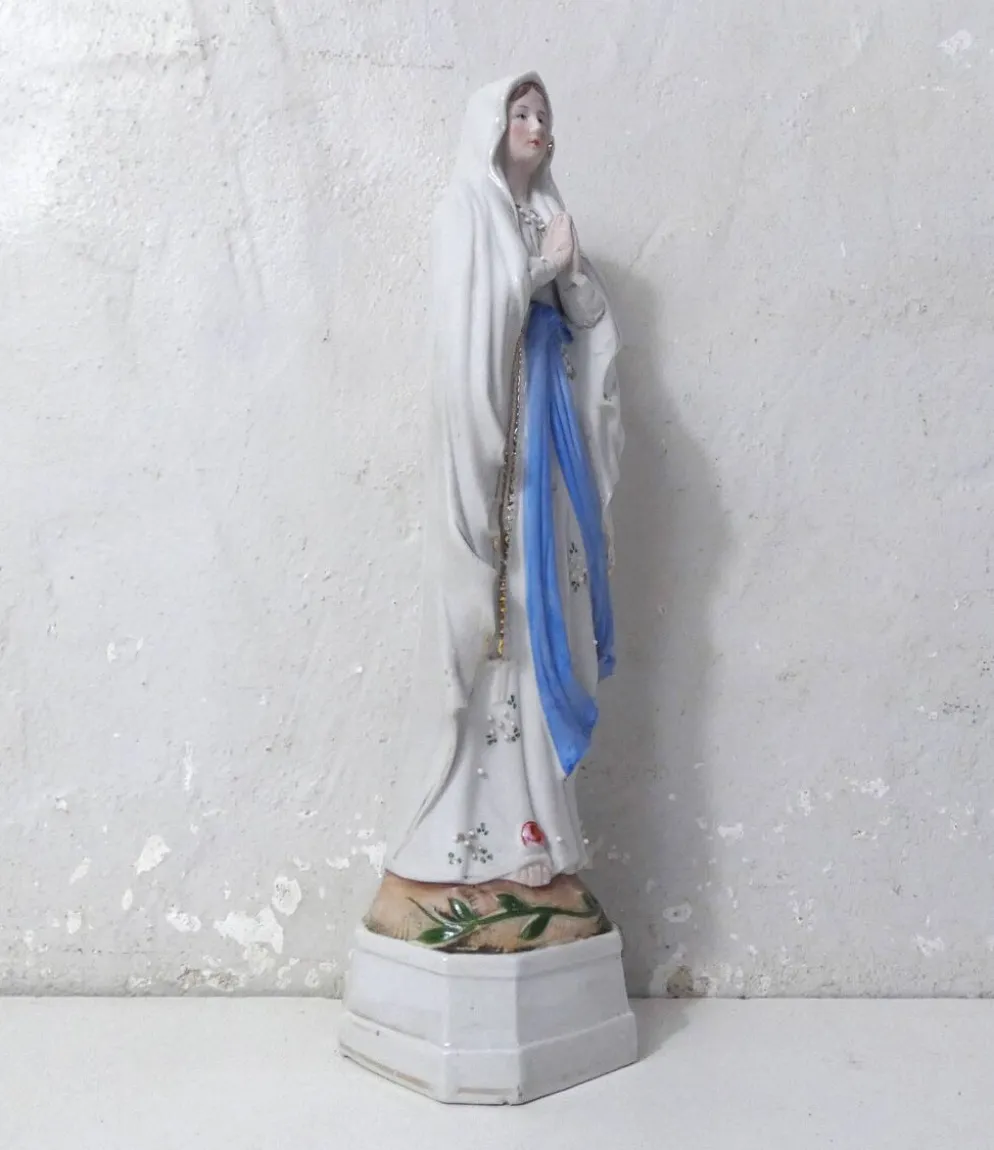 Ancienne vierge Marie statue en biscuit XIXème