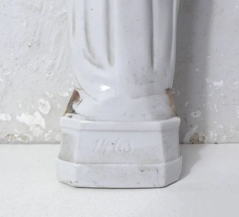 Ancienne vierge Marie statue en biscuit XIXème