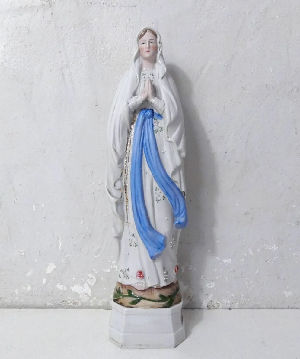 Ancienne vierge Marie statue en biscuit XIXème