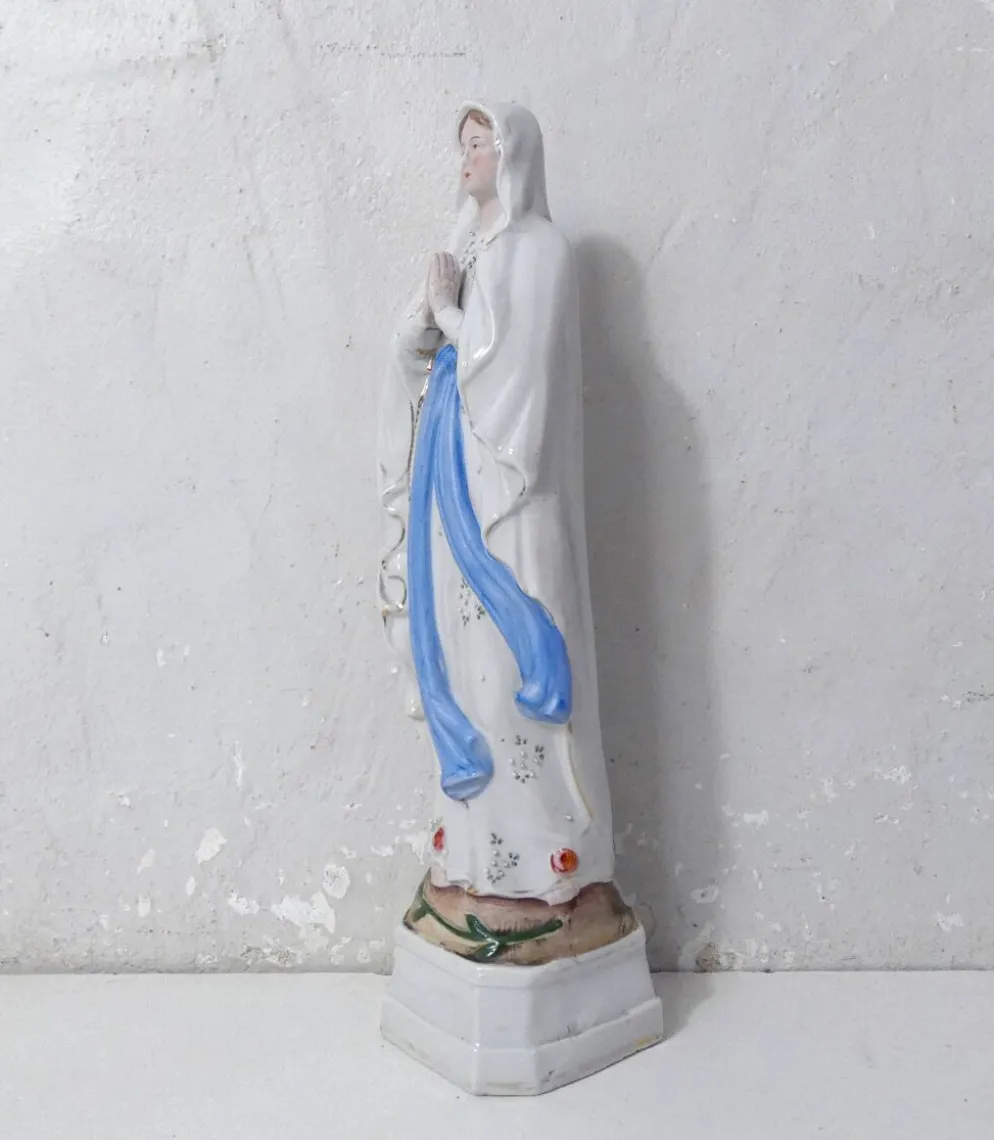 Ancienne vierge Marie statue en biscuit XIXème