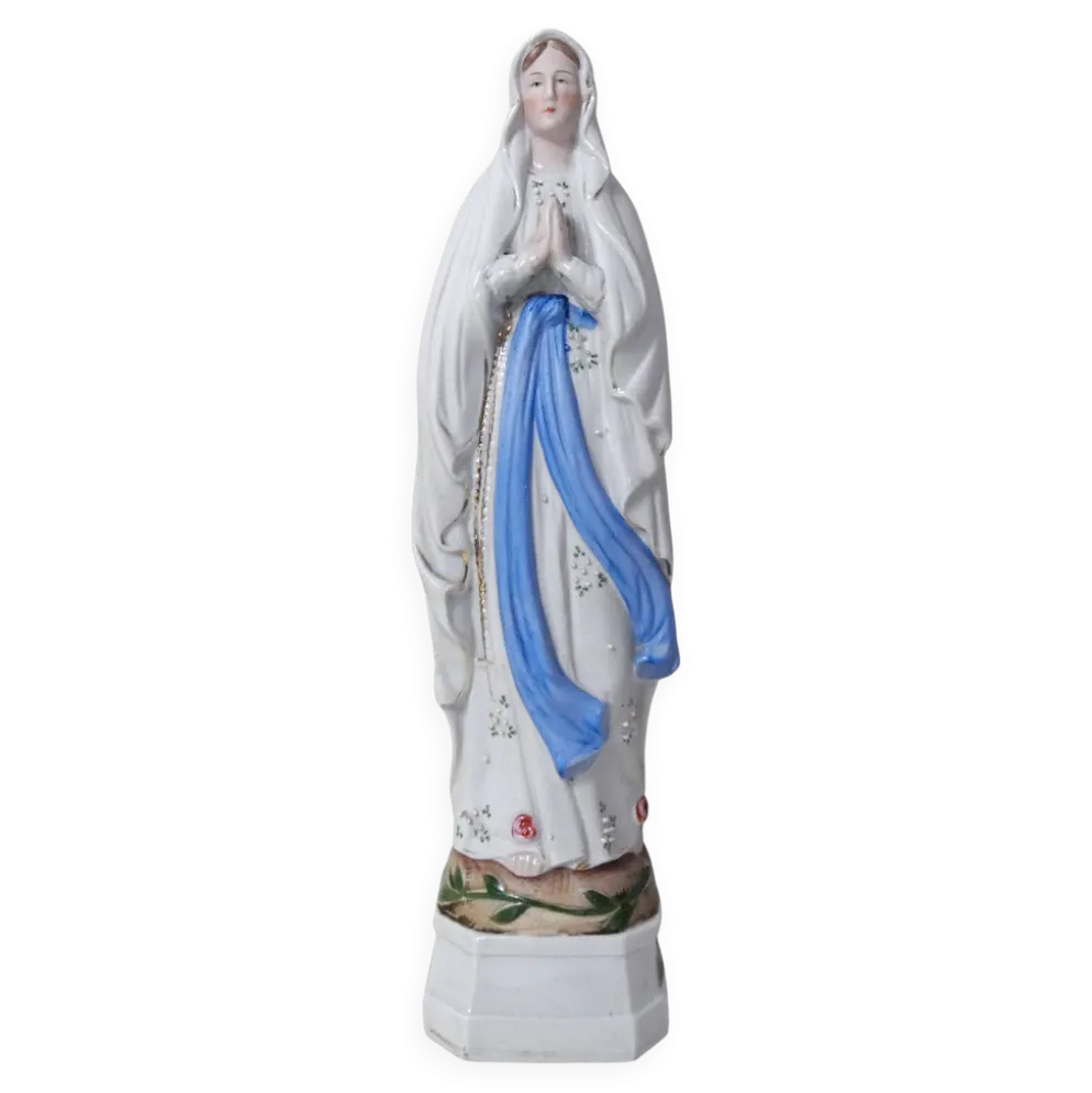 Ancienne vierge Marie statue en biscuit XIXème