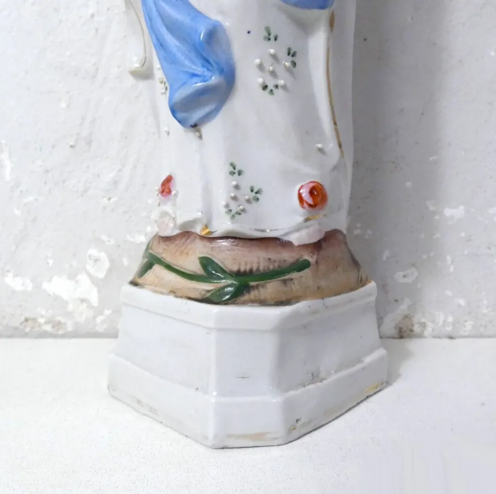 Ancienne vierge Marie statue en biscuit XIXème