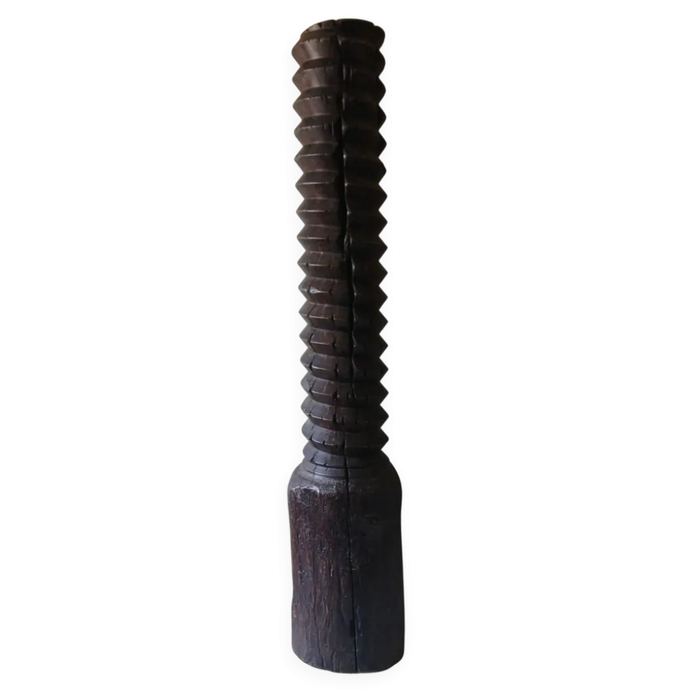 Ancienne vis de pressoir à vin en bois massif, H 144 cm ,Poids 37.5 kg
