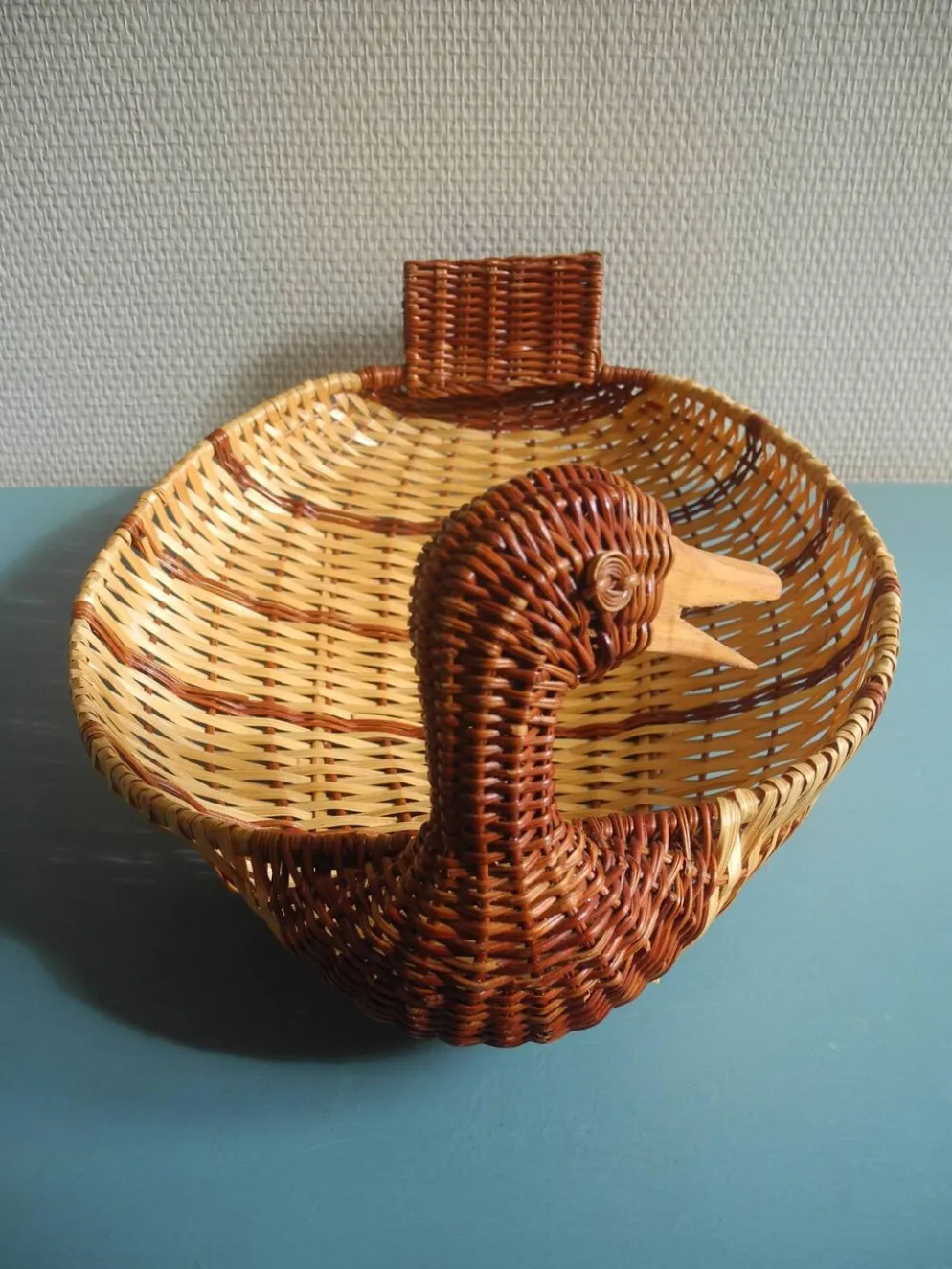 ancien panier corbeille canard rotin osier vintage basket rattan wicker