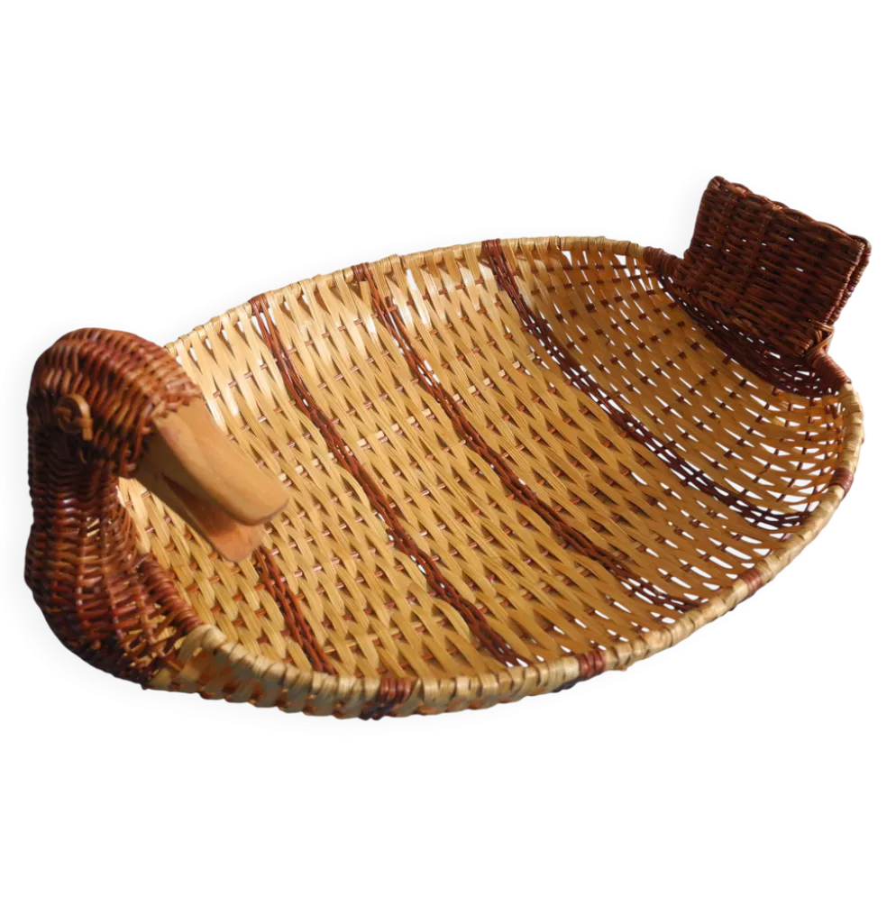 ancien panier corbeille canard rotin osier vintage basket rattan wicker