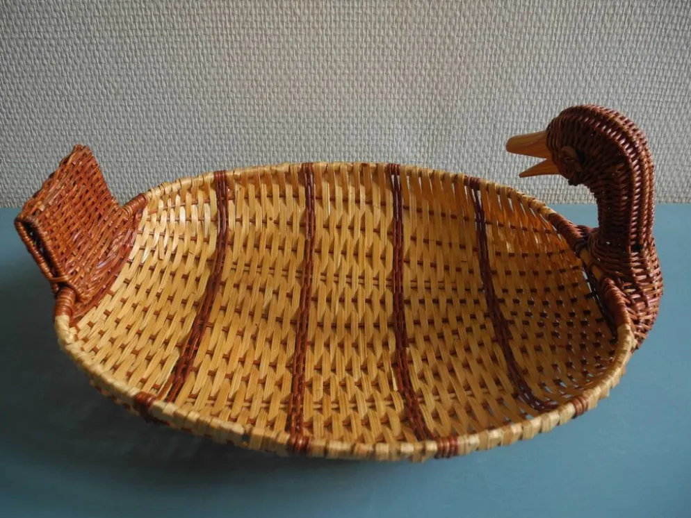 ancien panier corbeille canard rotin osier vintage basket rattan wicker