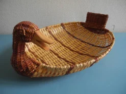 ancien panier corbeille canard rotin osier vintage basket rattan wicker