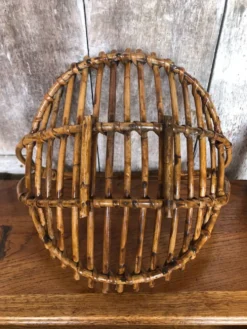 Ancien panier rotin cueillette jardin bois vintage