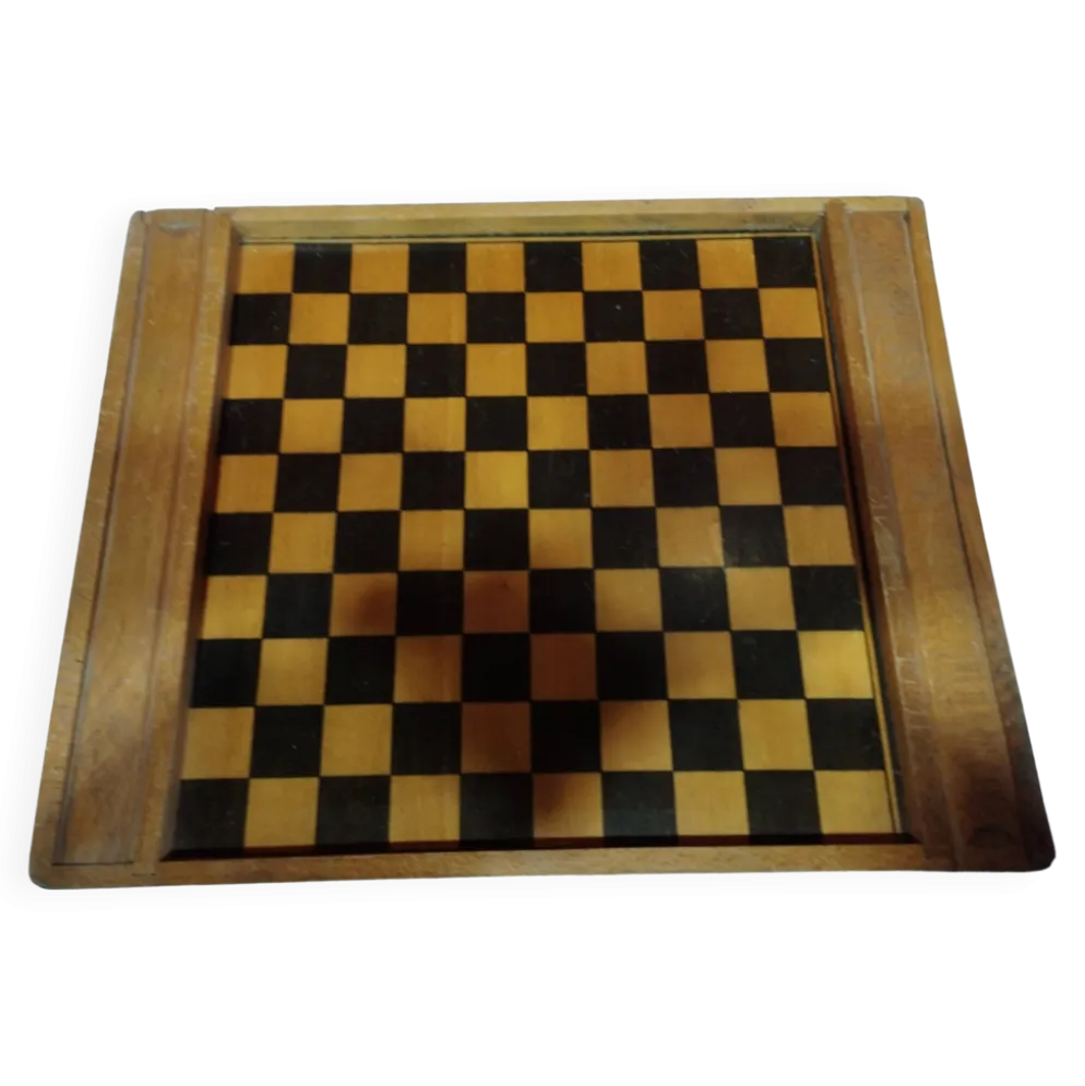 ancien plateau de jeu en bois : petits chevaux et jeu de dames