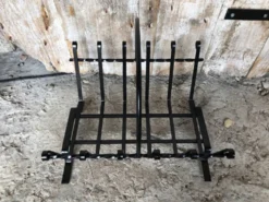 Ancien porte bûches cheminée fer forgé noir vintage #a574