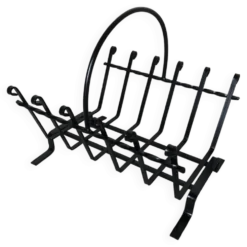 Ancien porte bûches cheminée fer forgé noir vintage #a574