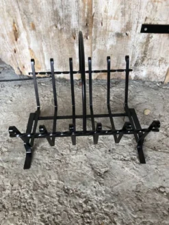 Ancien porte bûches cheminée fer forgé noir vintage #a574