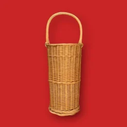 Ancien porte-parapluie en osier tressé – fabrication artisanale - années 70