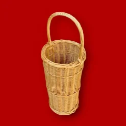 Ancien porte-parapluie en osier tressé – fabrication artisanale - années 70