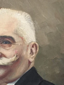 Ancien portrait acrylique sur toile décoration campagne