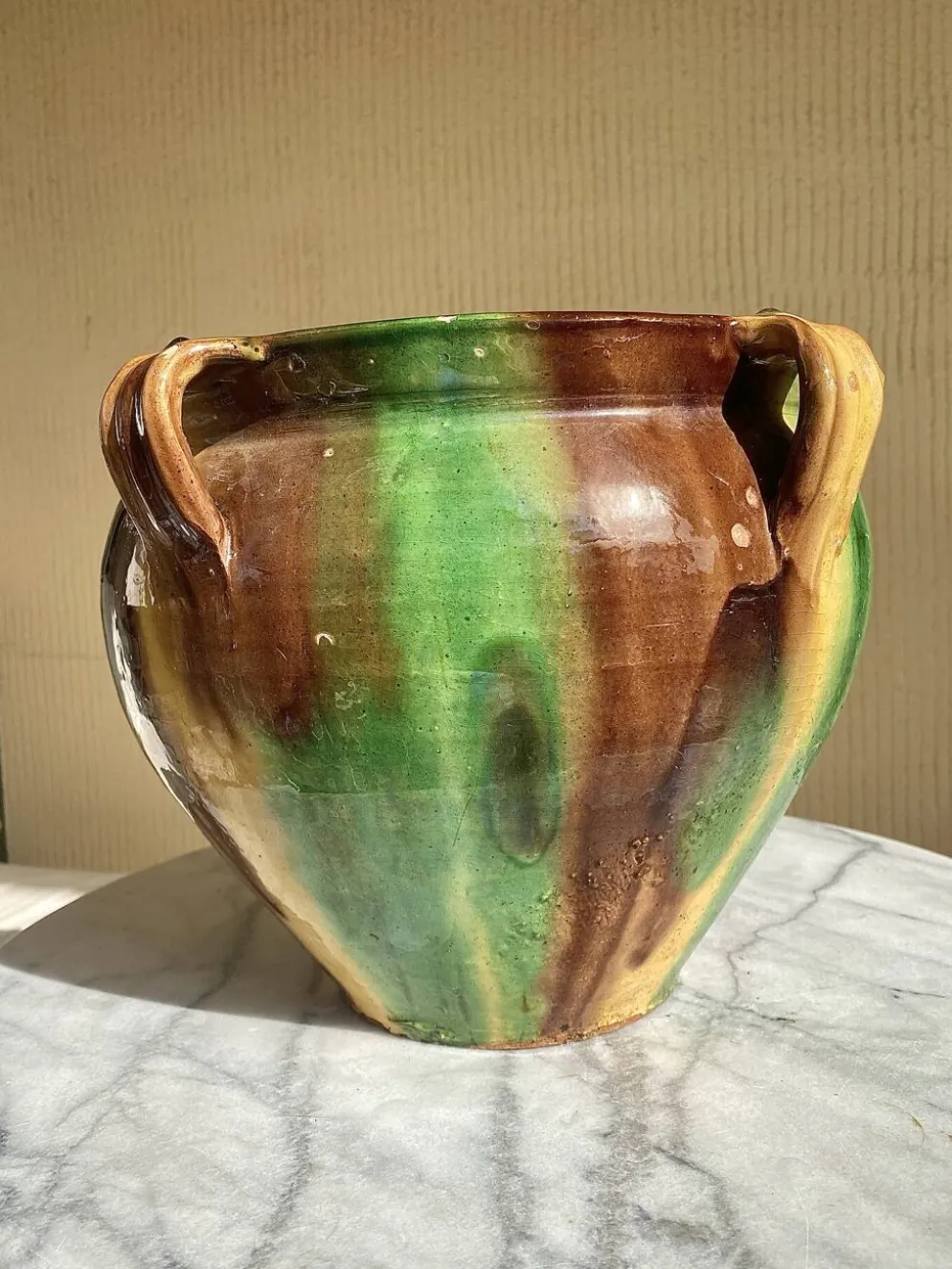 Ancien pot en terre cuite vernissée XIXeme sud ouest France