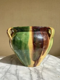 Ancien pot en terre cuite vernissée XIXeme sud ouest France
