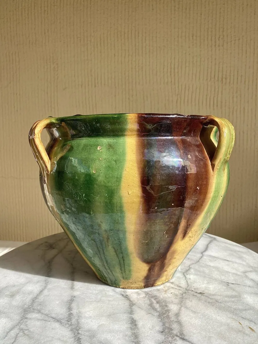 Ancien pot en terre cuite vernissée XIXeme sud ouest France