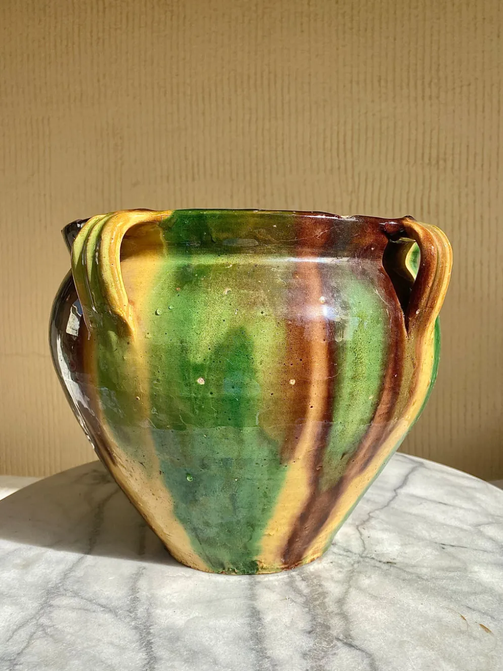 Ancien pot en terre cuite vernissée XIXeme sud ouest France