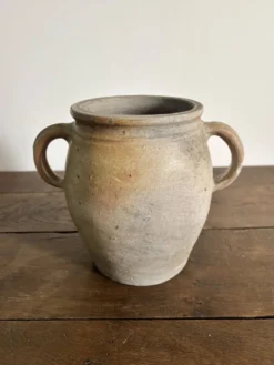 Ancien pot à graisse/vase en grès vernissé vintage – 2 anses