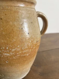 Ancien pot à graisse/vase en grès vernissé vintage – 2 anses