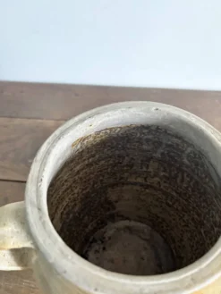 Ancien pot à graisse/vase en grès vernissé vintage – 2 anses
