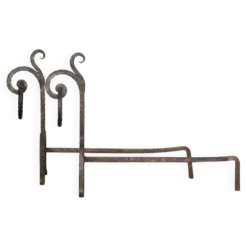 Andirons brutalistes forgés à la main, Italie, années 70, ensemble de 2