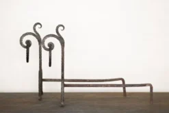 Andirons brutalistes forgés à la main, Italie, années 70, ensemble de 2