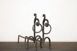 Andirons brutalistes forgés à la main, Italie, années 70, ensemble de 2