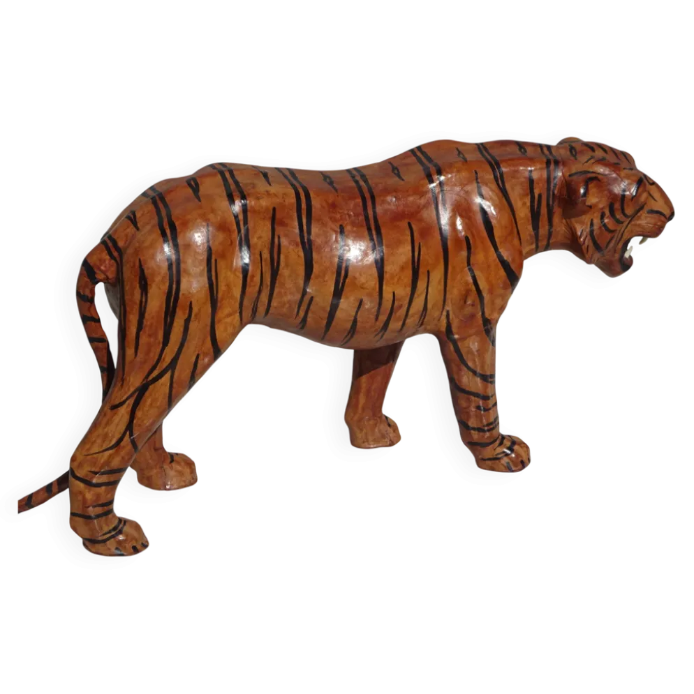 Animal en cuir véritable, tigre de 58 cm