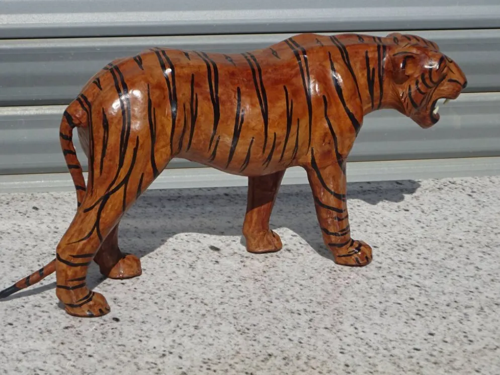 Animal en cuir véritable, tigre de 58 cm