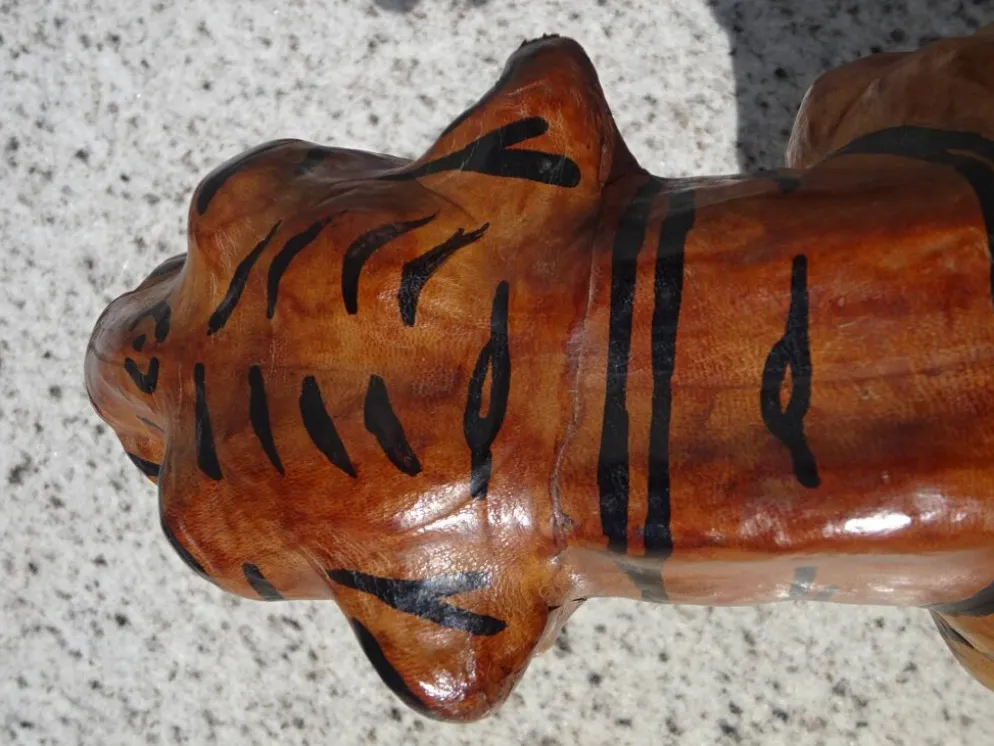 Animal en cuir véritable, tigre de 58 cm