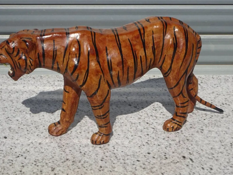 Animal en cuir véritable, tigre de 58 cm
