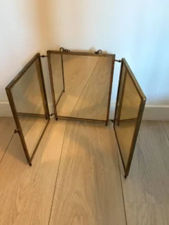 Antieke bronzen triplet spiegel uit 1900