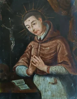 Antique painting on copper - Saint Charles Borromeo - Italian School, 17th century
