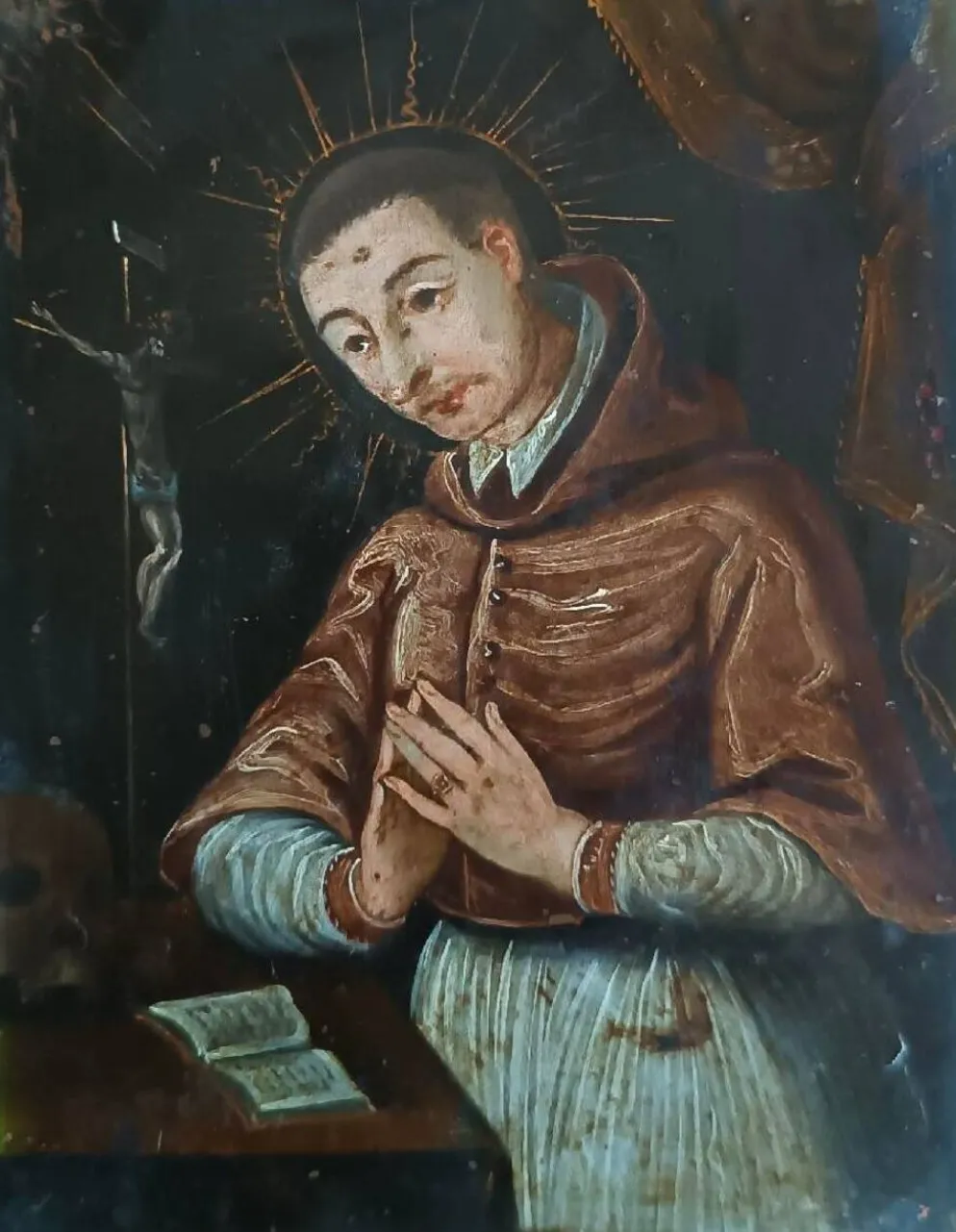 Antique painting on copper - Saint Charles Borromeo - Italian School, 17th century