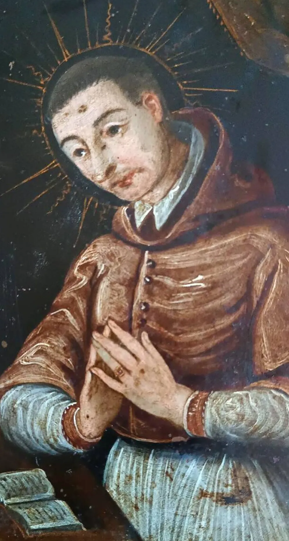 Antique painting on copper - Saint Charles Borromeo - Italian School, 17th century