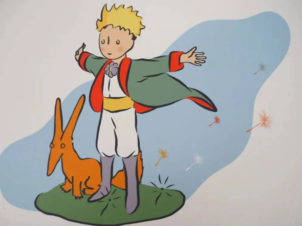 Antoine de Saint-Exupéry : Le Petit Prince et son ami le renard, lithographie