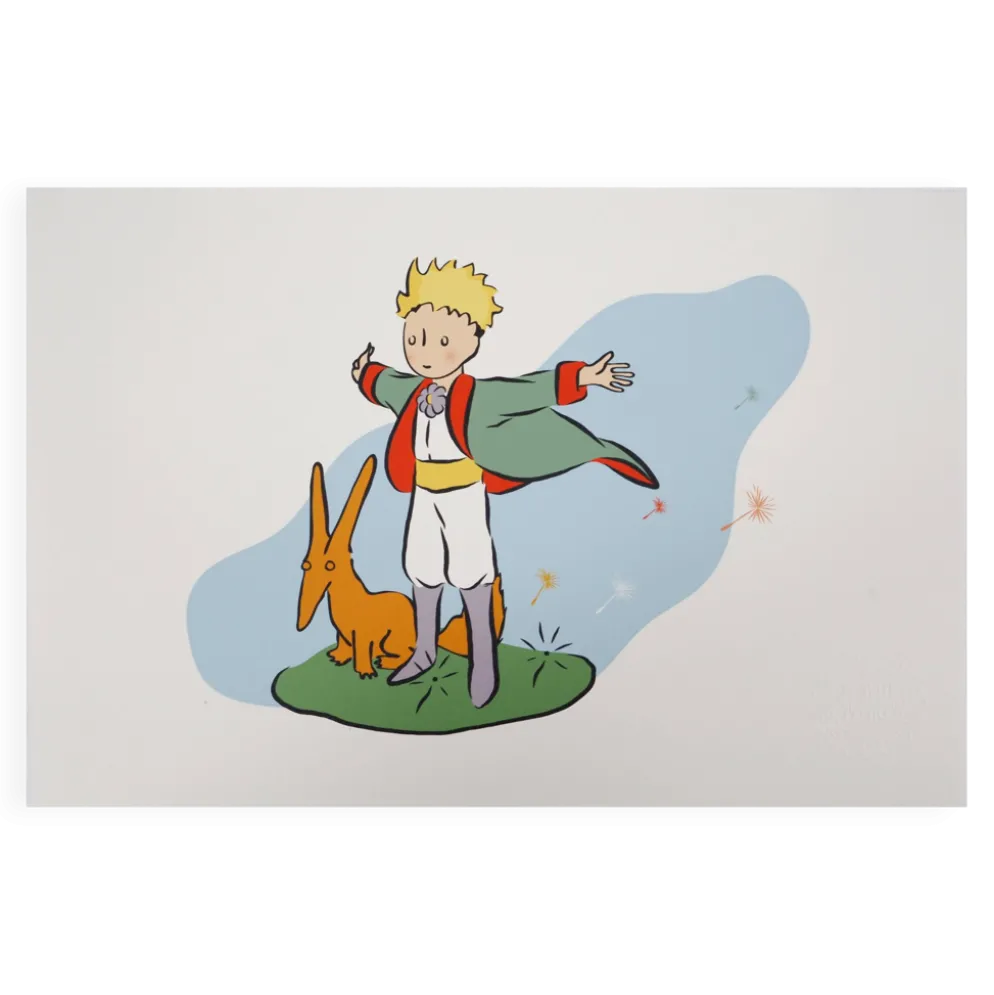 Antoine de Saint-Exupéry : Le Petit Prince et son ami le renard, lithographie